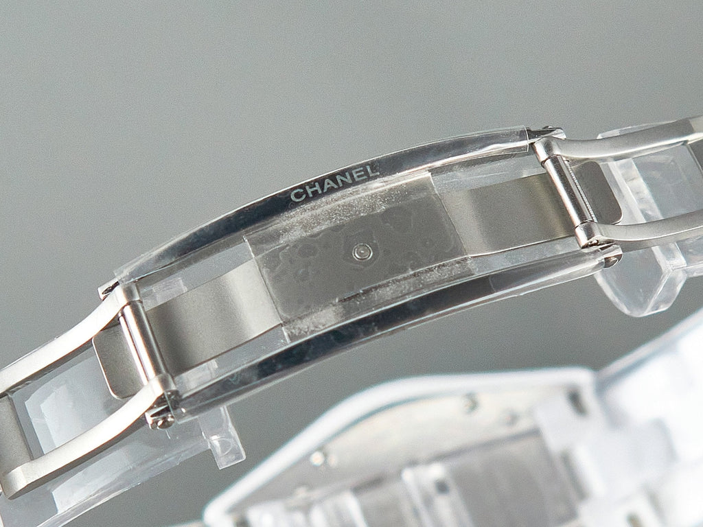 CHANEL J12 Quartz White Ceramic Pink Diamond Numerals White Dial