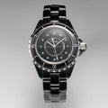 CHANEL J12 Date Quartz Black Ceramic Diamond Numerals Black Dial