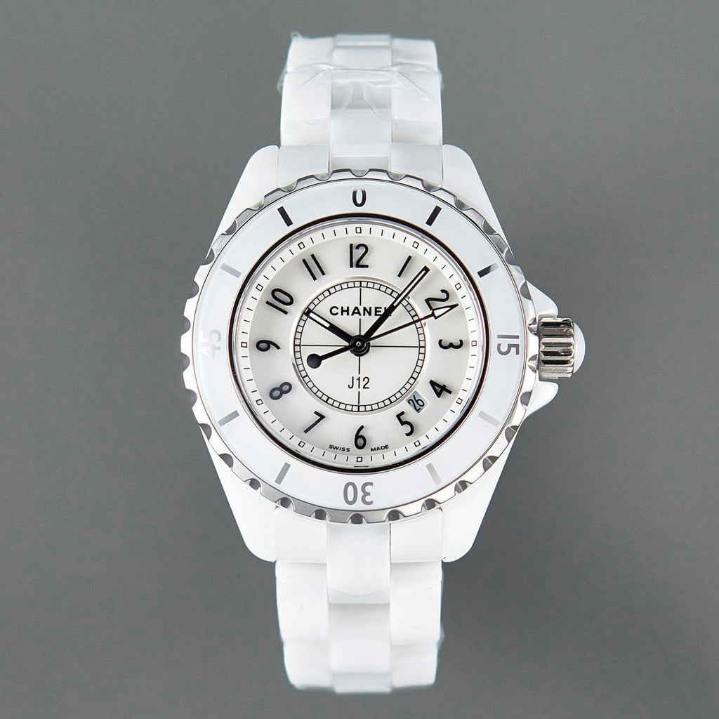 CHANEL J12 Date Quartz White Ceramic Black Numerals White Dial