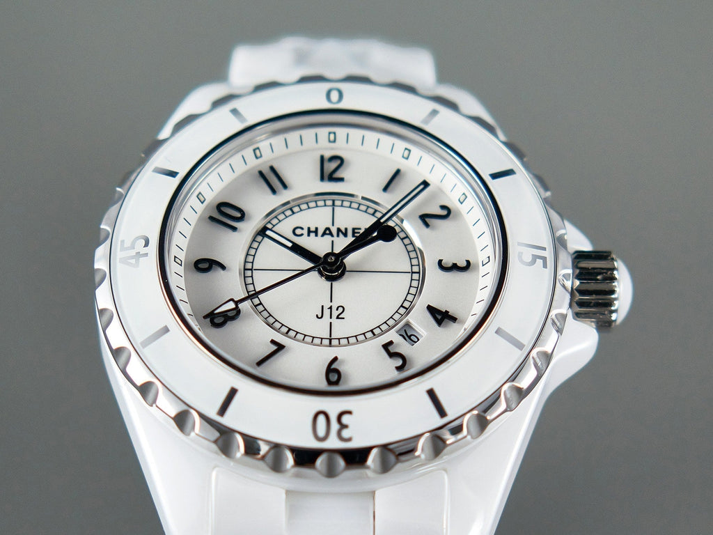 CHANEL J12 Date Quartz White Ceramic Black Numerals White Dial