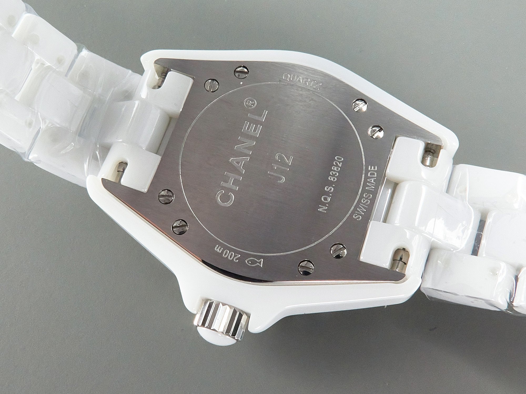 CHANEL J12 Date Quartz White Ceramic Diamond Numerals White Dial