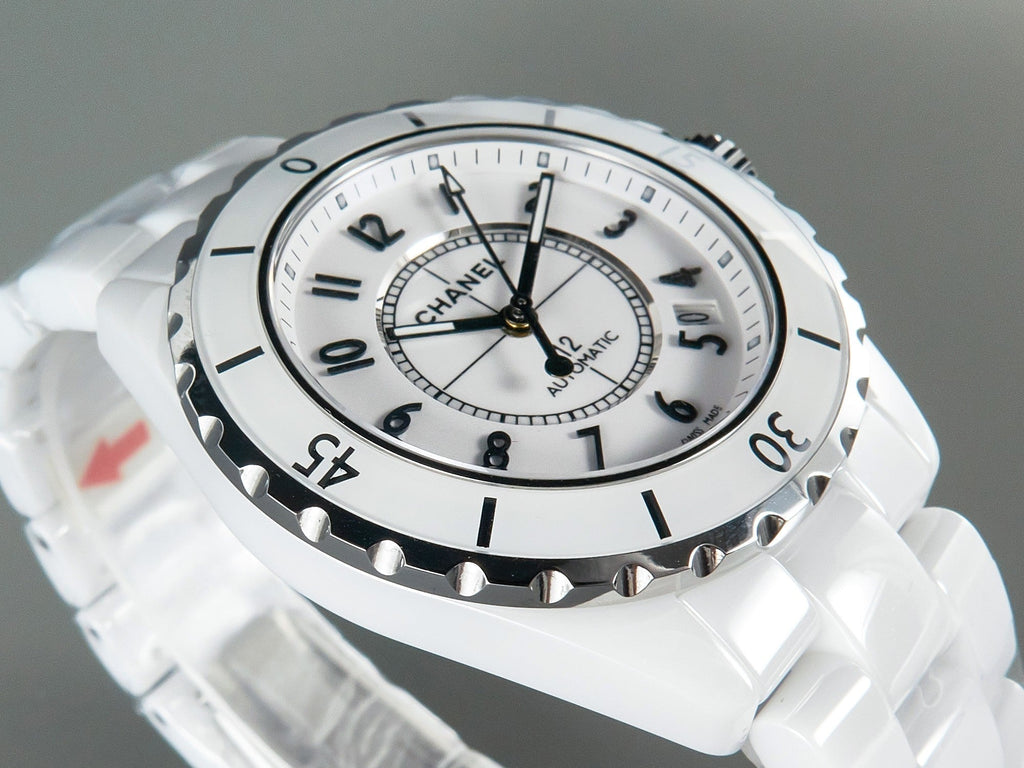 CHANEL J12 Date Automatic White Ceramic Black Numerals White Dial