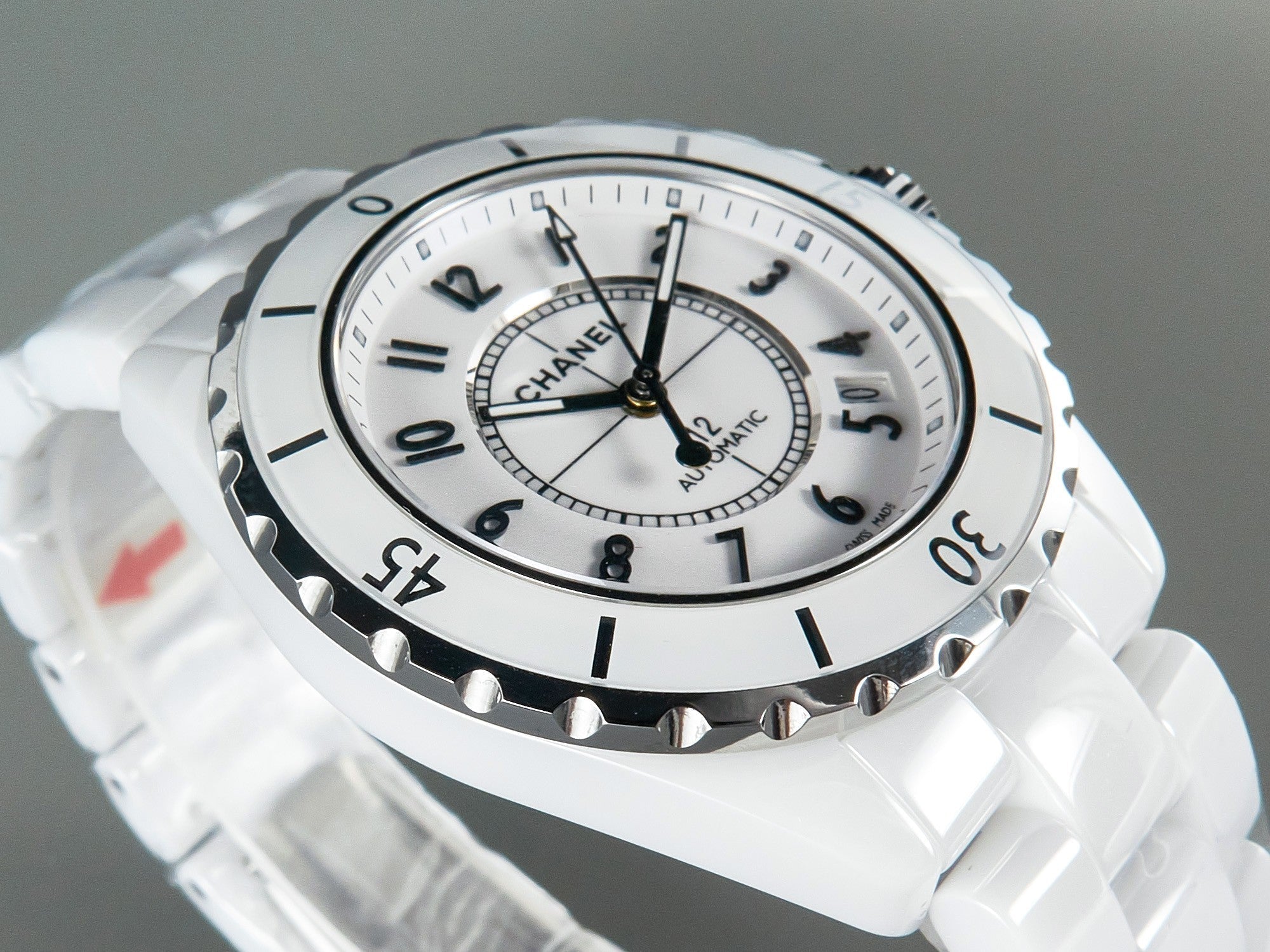 CHANEL J12 Date Automatic White Ceramic Black Numerals White Dial