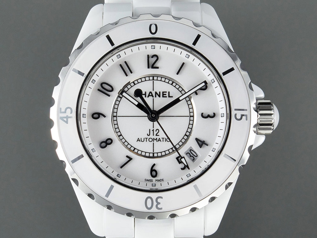 CHANEL J12 Date Automatic White Ceramic Black Numerals White Dial