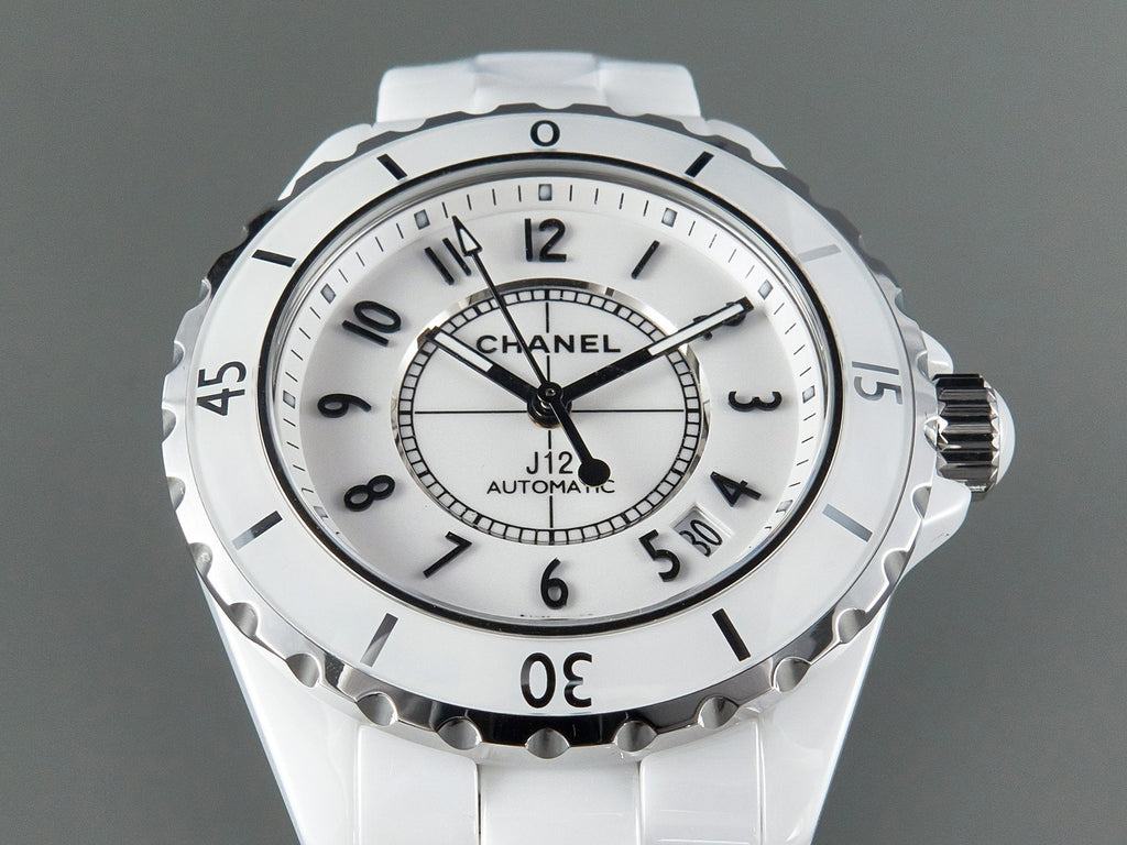 CHANEL J12 Date Automatic White Ceramic Black Numerals White Dial