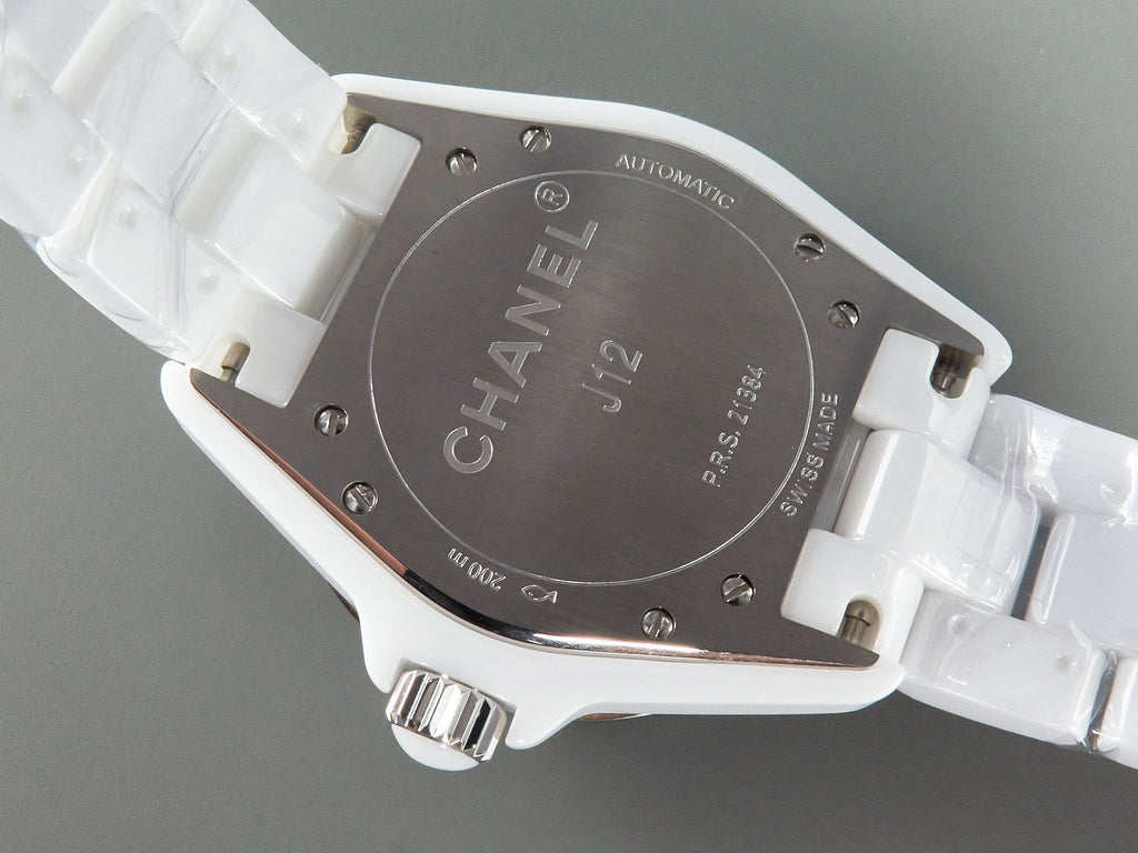 CHANEL J12 Automatic White Ceramic Black Diamond Numerals Mop Dial