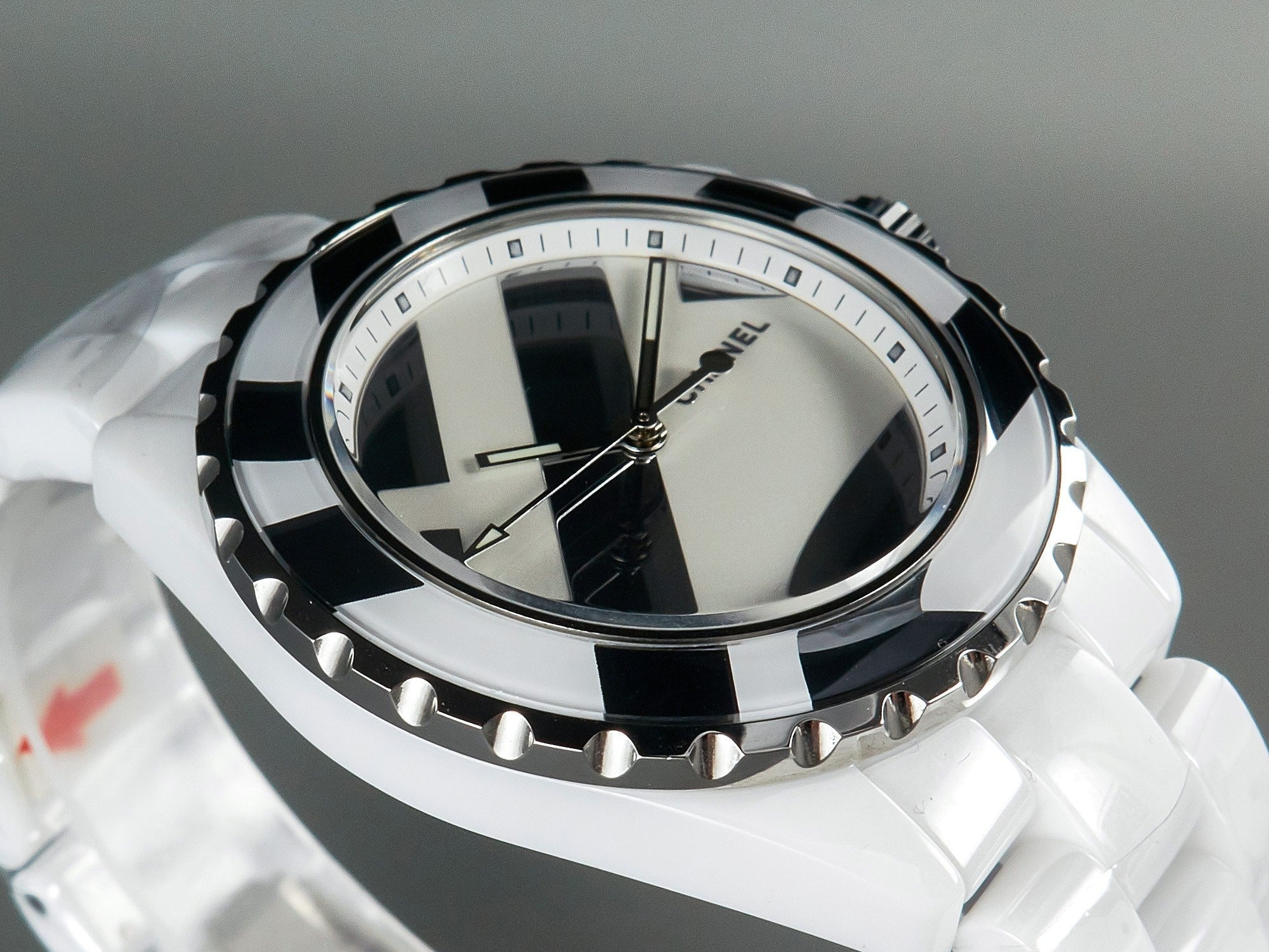 CHANEL J12 38mm Automatic Limited Untitled H5582 White Ceramic Black White Dial