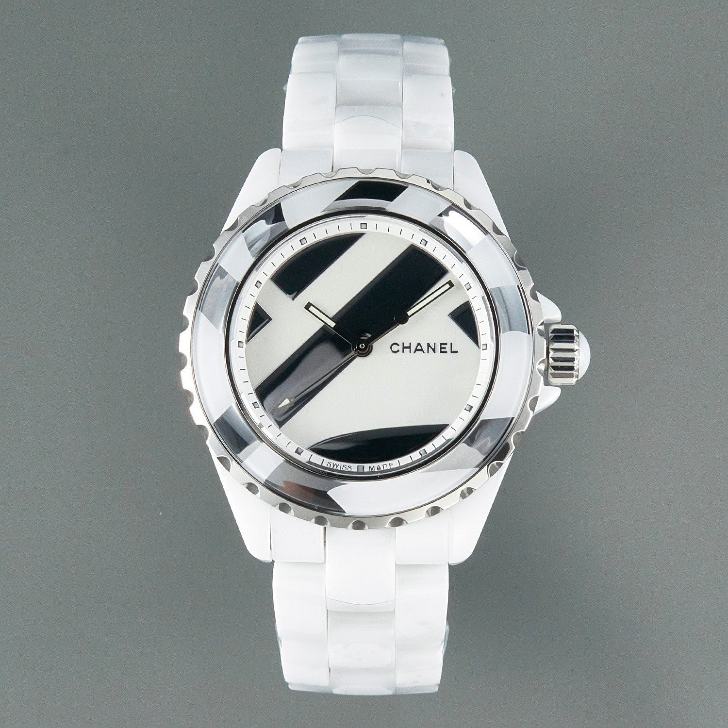 CHANEL J12 38mm Automatic Limited Untitled H5582 White Ceramic Black White Dial
