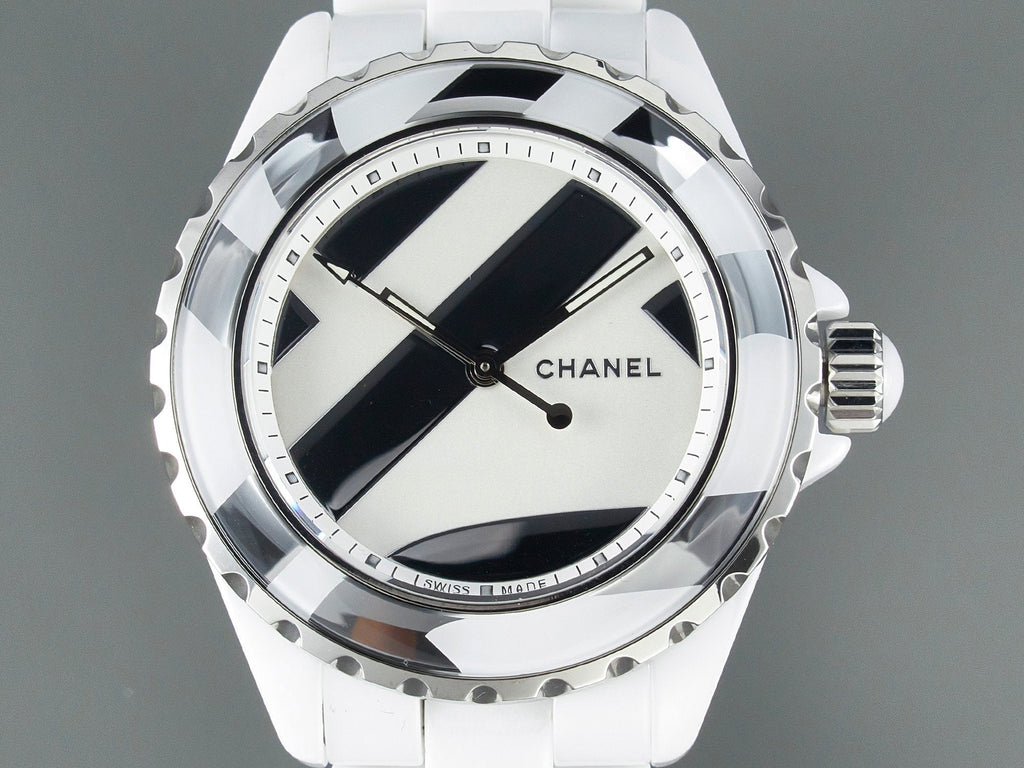 CHANEL J12 38mm Automatic Limited Untitled H5582 White Ceramic Black White Dial