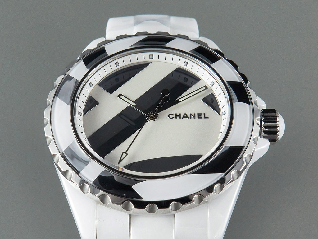 CHANEL J12 38mm Automatic Limited Untitled H5582 White Ceramic Black White Dial
