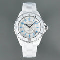 CHANEL J12 Date Automatic White Ceramic Blue Numerals White Dial
