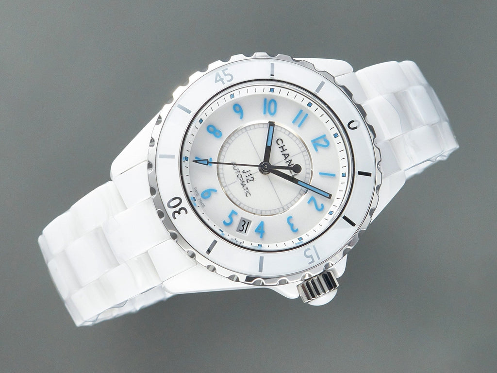 CHANEL J12 Date Automatic White Ceramic Blue Numerals White Dial