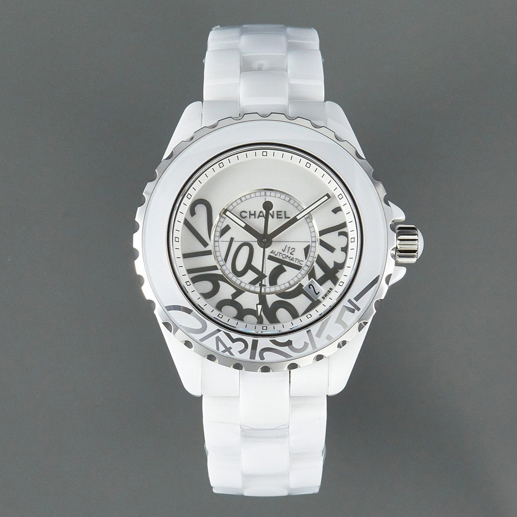 CHANEL J12 Date 38mm Automatic White Ceramic Stainless Graffiti Limited