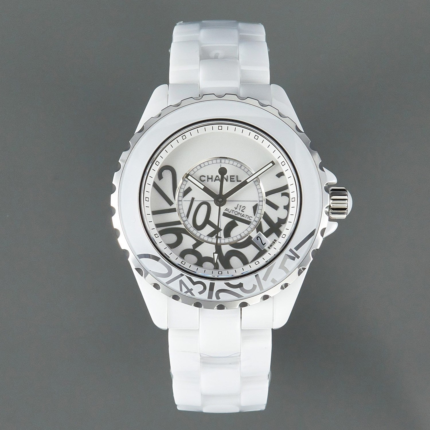 CHANEL J12 Date 38mm Automatic White Ceramic Stainless Graffiti Limited