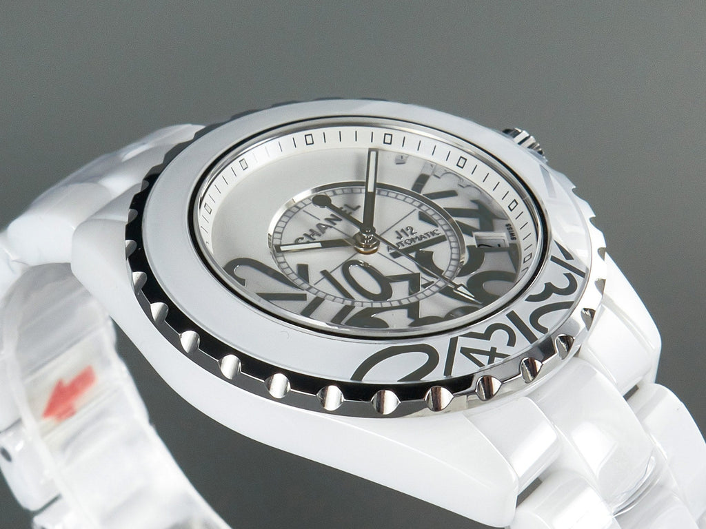 CHANEL J12 Date 38mm Automatic White Ceramic Stainless Graffiti Limited