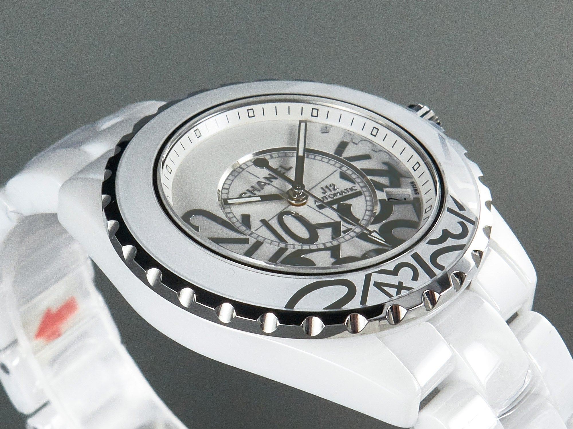 CHANEL J12 Date 38mm Automatic White Ceramic Stainless Graffiti Limited