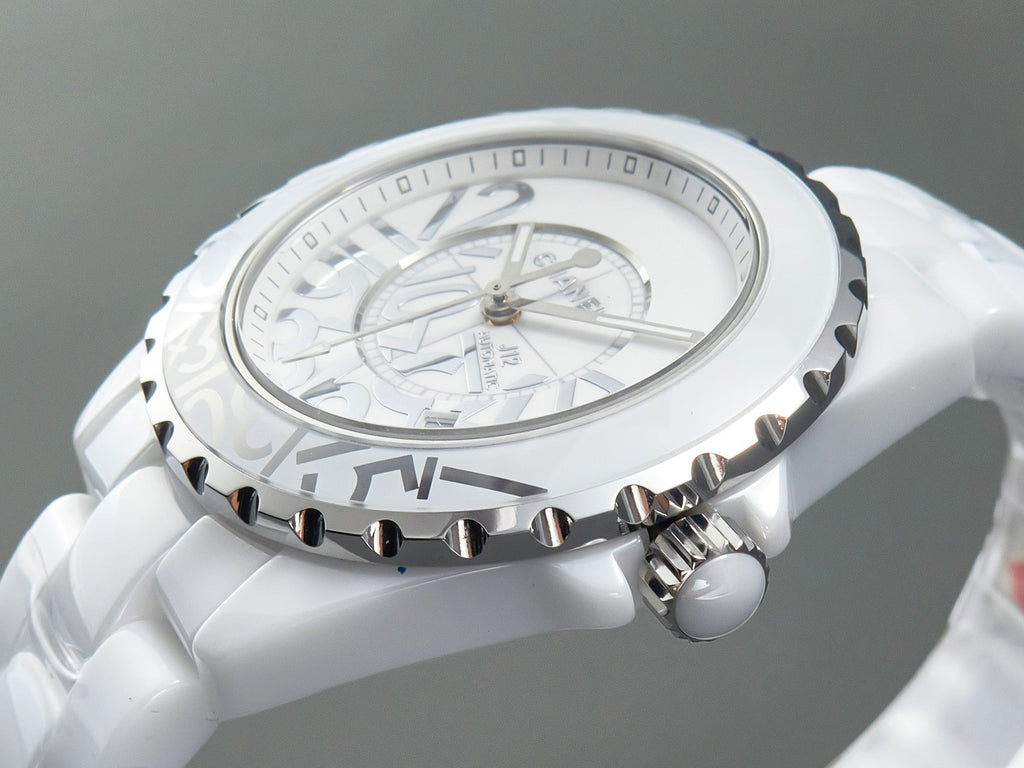 CHANEL J12 Date 38mm Automatic White Ceramic Stainless Graffiti Limited