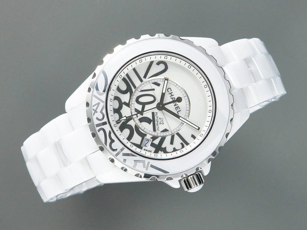 CHANEL J12 Date 38mm Automatic White Ceramic Stainless Graffiti Limited