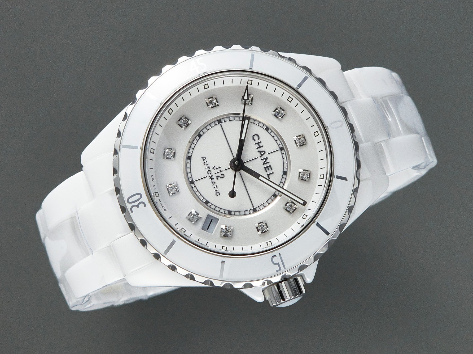 CHANEL J12 Automatic White Ceramic Diamond Numerals White Dial