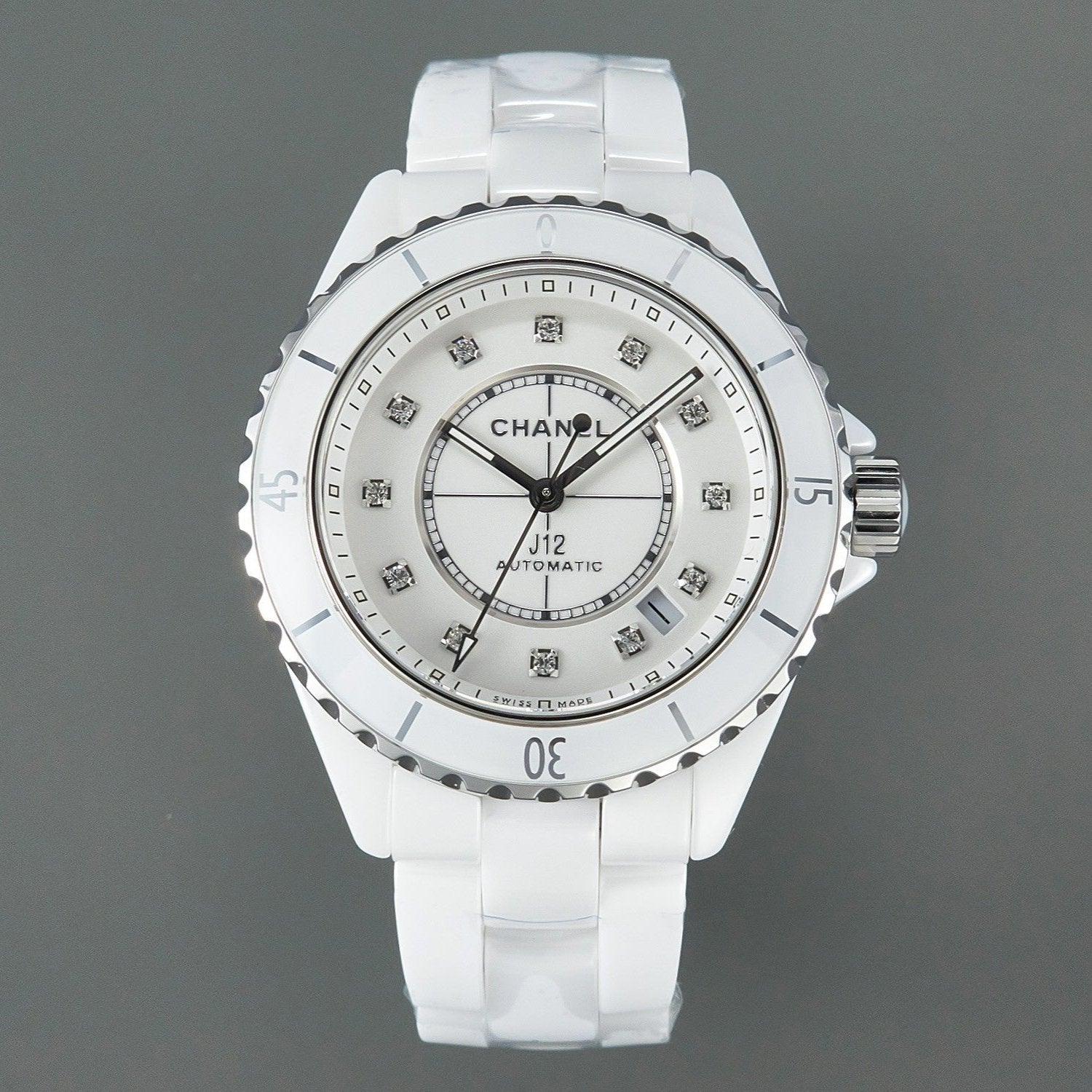 CHANEL J12 Automatic White Ceramic Diamond Numerals White Dial
