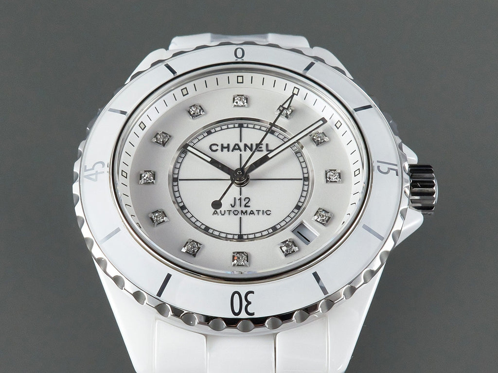 CHANEL J12 Automatic White Ceramic Diamond Numerals White Dial
