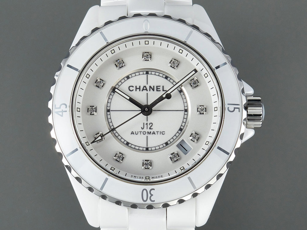 CHANEL J12 Automatic White Ceramic Diamond Numerals White Dial