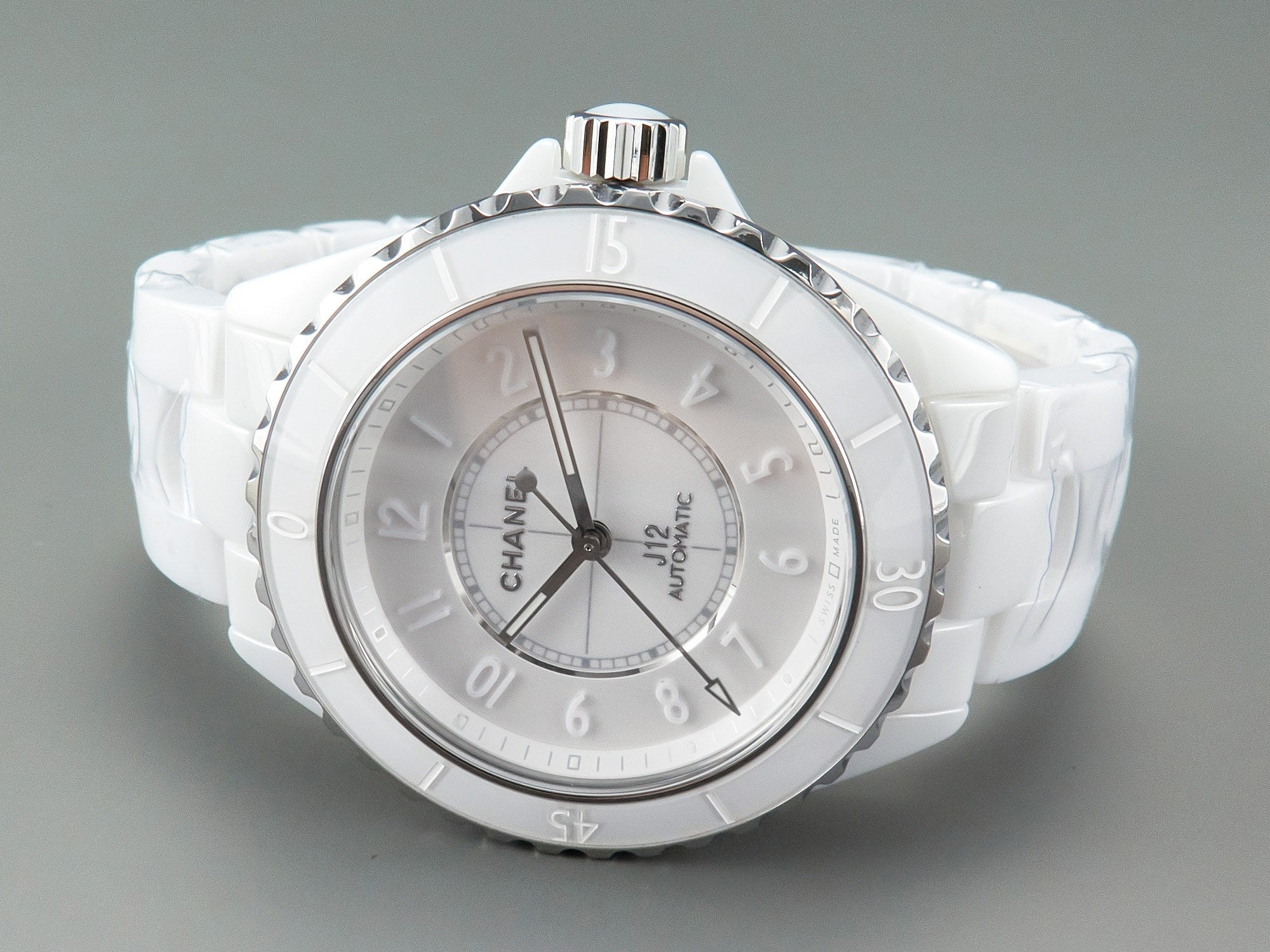 CHANEL J12 Automatic White Ceramic White Numerals Black White Hands White Dial