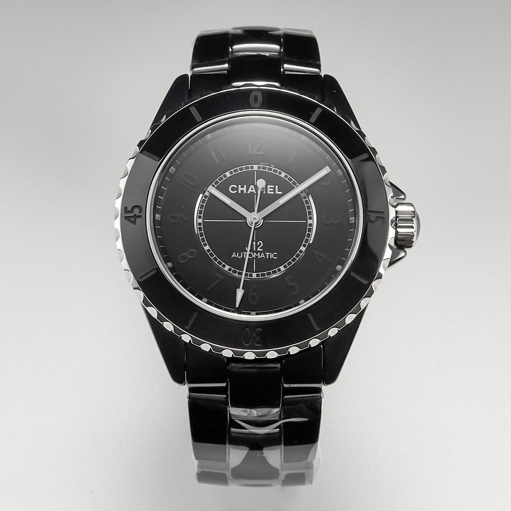 CHANEL J12 Automatic Black Ceramic Black Numerals Black Dial White Steel Hands
