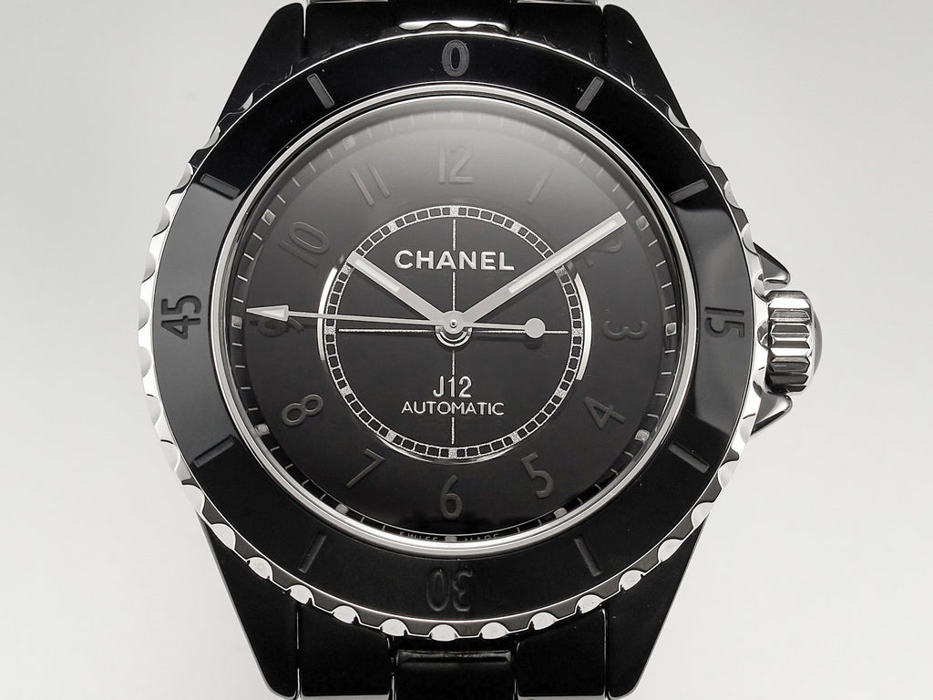 CHANEL J12 Automatic Black Ceramic Black Numerals Black Dial White Steel Hands
