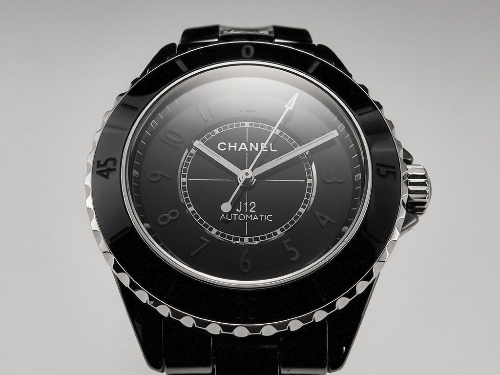 CHANEL J12 Automatic Black Ceramic Black Numerals Black Dial White Steel Hands