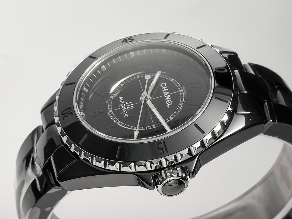 CHANEL J12 Automatic Black Ceramic Black Numerals Black Dial White Steel Hands