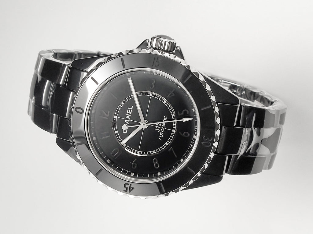 CHANEL J12 Automatic Black Ceramic Black Numerals Black Dial White Steel Hands