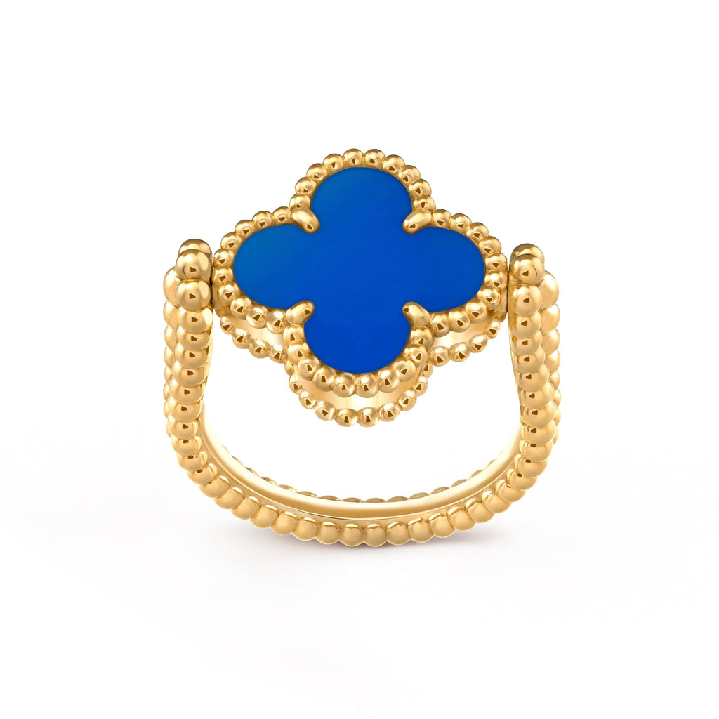 VCA CLOVER RIVERSIBLE BLUE AGATE RING