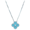 VCA CLOVER 15MM DIAMOND SVRES PORCELAIN NECKLACE SILVER