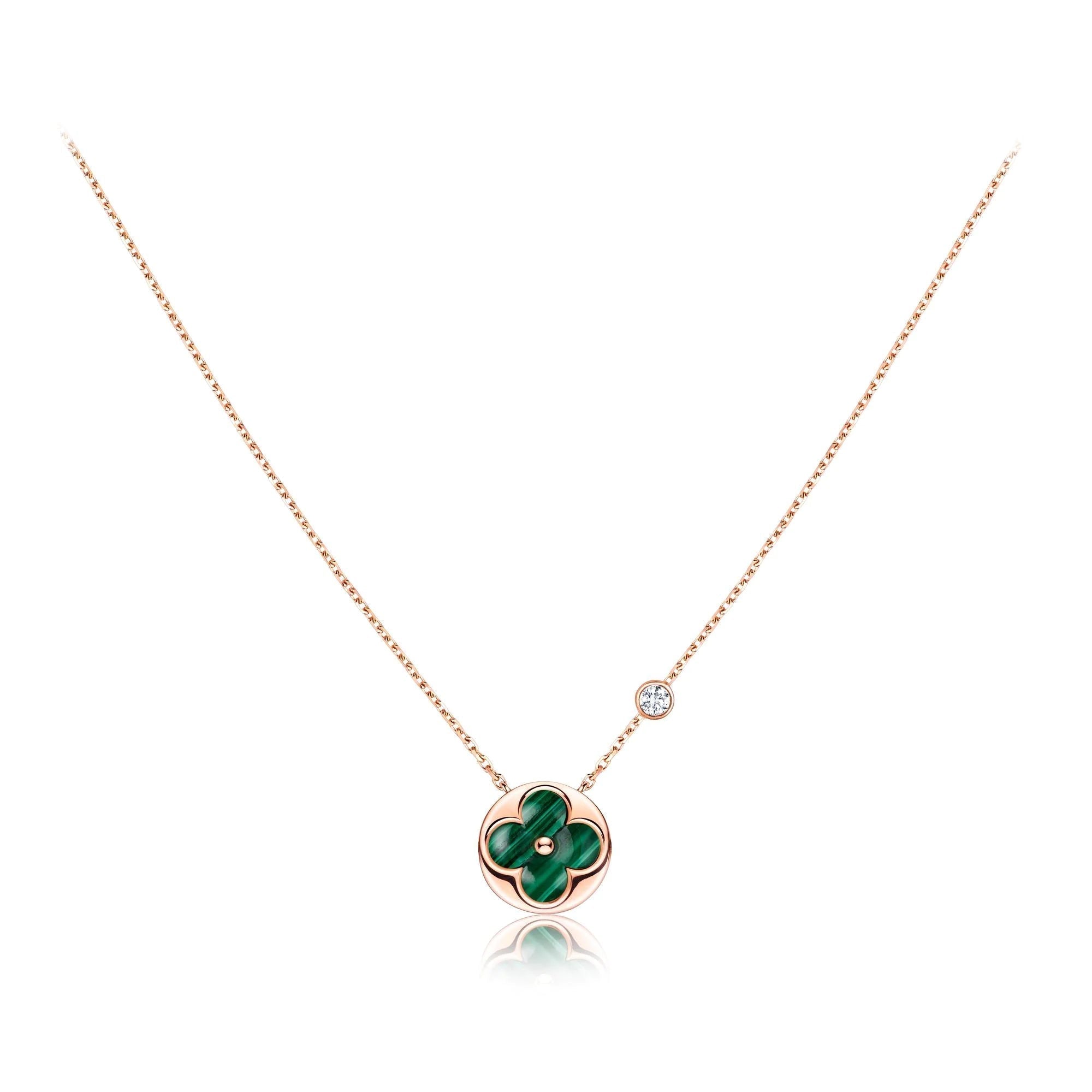 LOUIS VUITTON SUN PEDANT PINK GOLD 1 DIAMOND NECKLACE