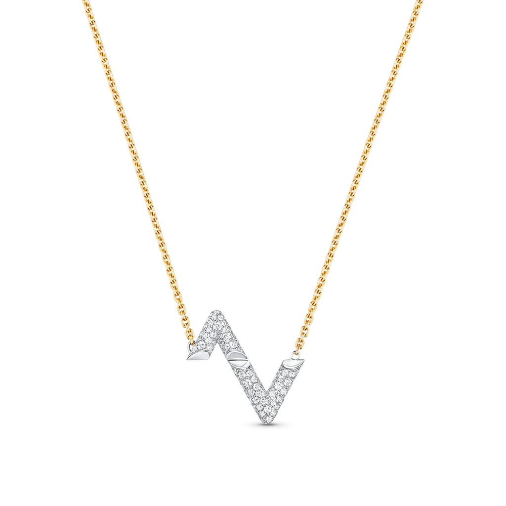 LOUIS VUITTON VOLT SILVER DIAMOND PEDANT NECKLACE
