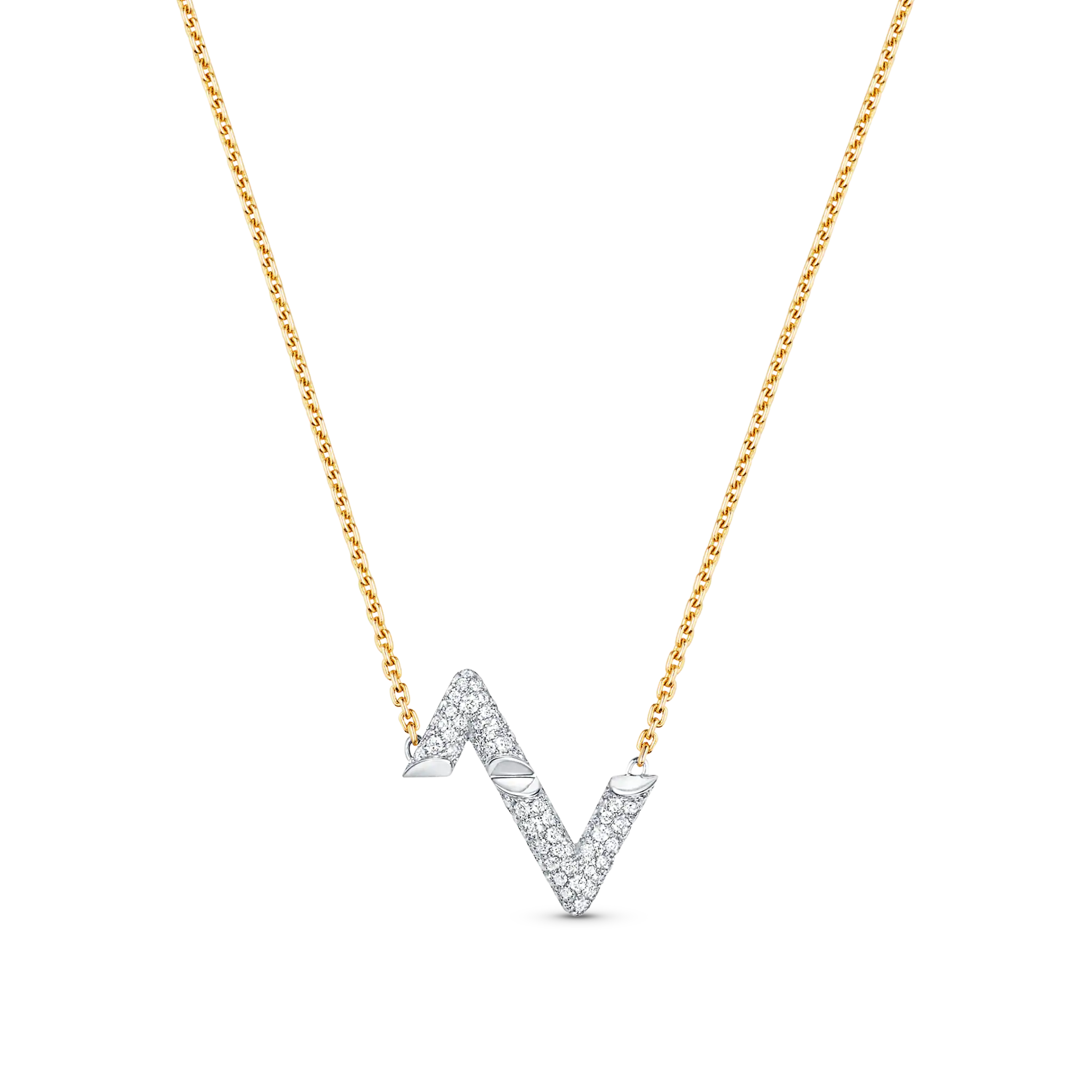 LOUIS VUITTON VOLT SILVER DIAMOND PEDANT NECKLACE
