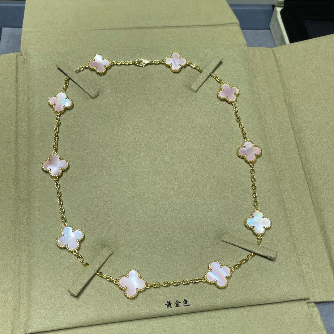 VCA CLOVER 10 MOTIFS PINK MOP NECKLACE