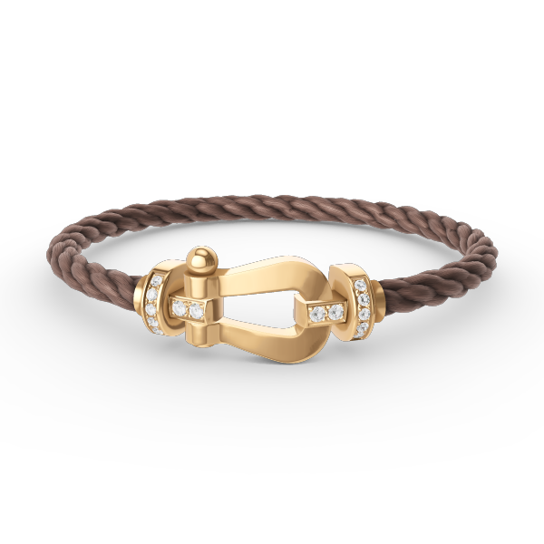 FRED FORCE LARGE HORSESHOE HALF DIAMOND BRACELET GOLD