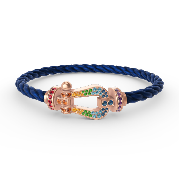 FRED FORCE LARGE HORSESHOE COLORED DIAMOND BRACELET ROSE GOLD