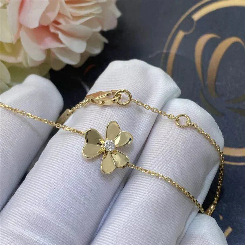 VCA FRIVOLE GOLD FLOWER PINK MALACHITE BRACELET