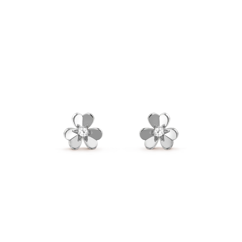VCA FRIVOLE MINI SILVER FLOWER EARRINGS