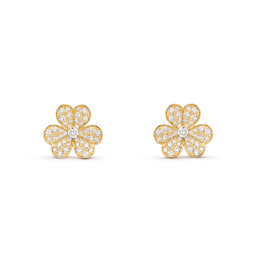 VCA FRIVOLE GOLD FLOWER DIAMOND EARRINGS