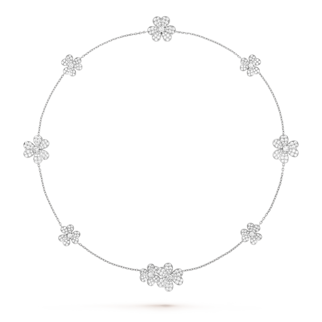 VCA FRIVOLE SILVER 9 FLOWERS NECKLACE