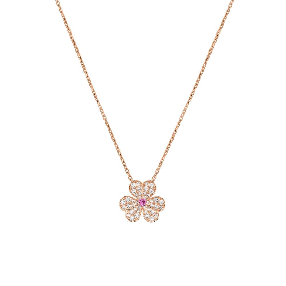 VCA FRIVOLE ROSE GOLD FLOWER DIAMOND NECKLACE