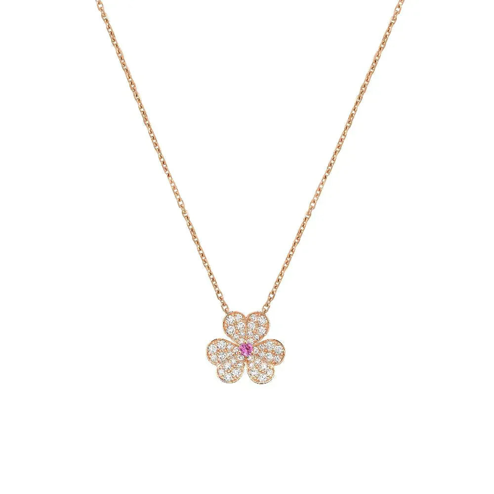 VCA FRIVOLE ROSE GOLD FLOWER DIAMOND NECKLACE