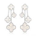 VCA CLOVER EARRINGS WHITE MOP 4 MOTIFS SILVER