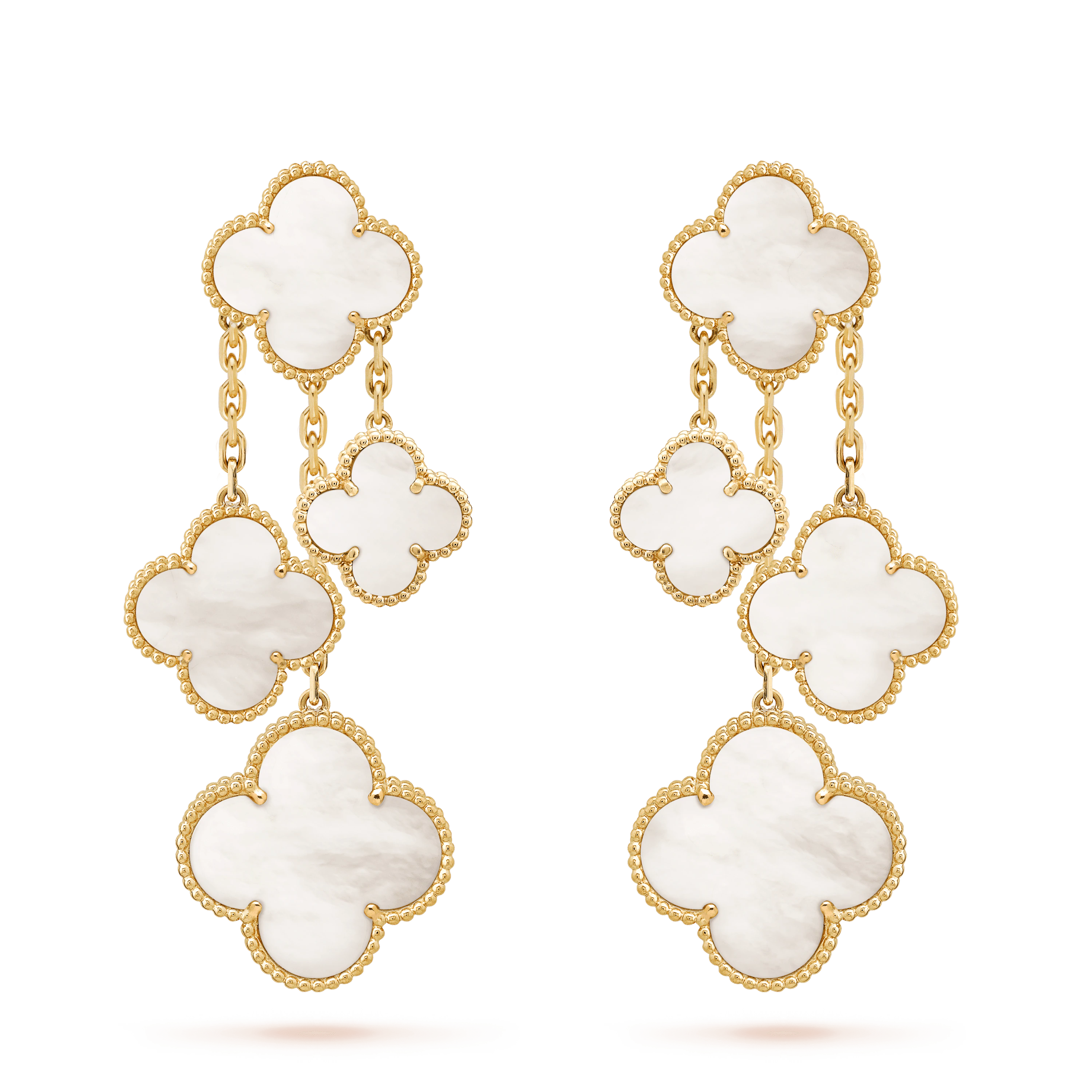 VCA CLOVER EARRINGS WHITE MOP 4 MOTIFS GOLD