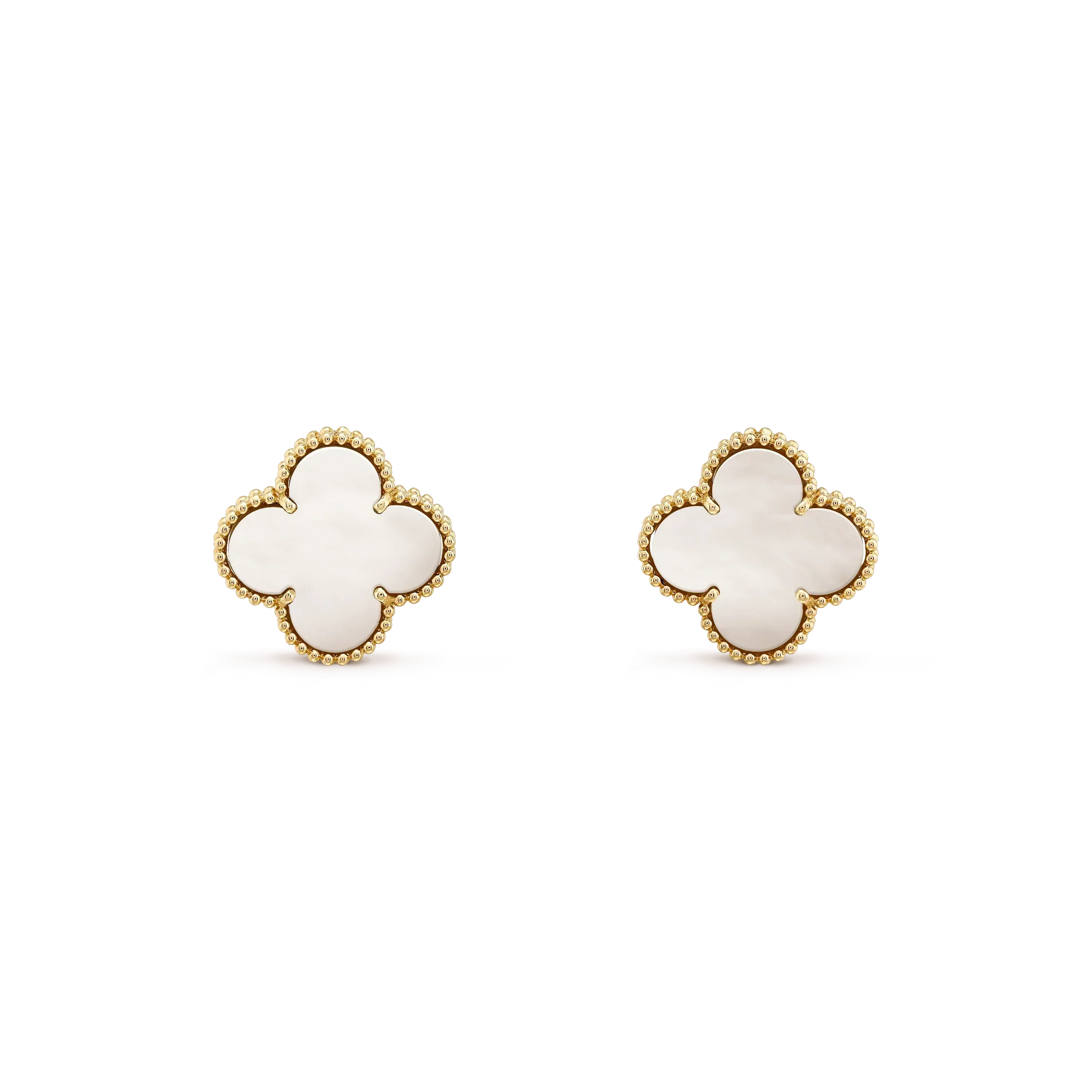 VCA CLOVER MEDIUM 1 MOTIFS WHITE MOP STUD EARRINGS