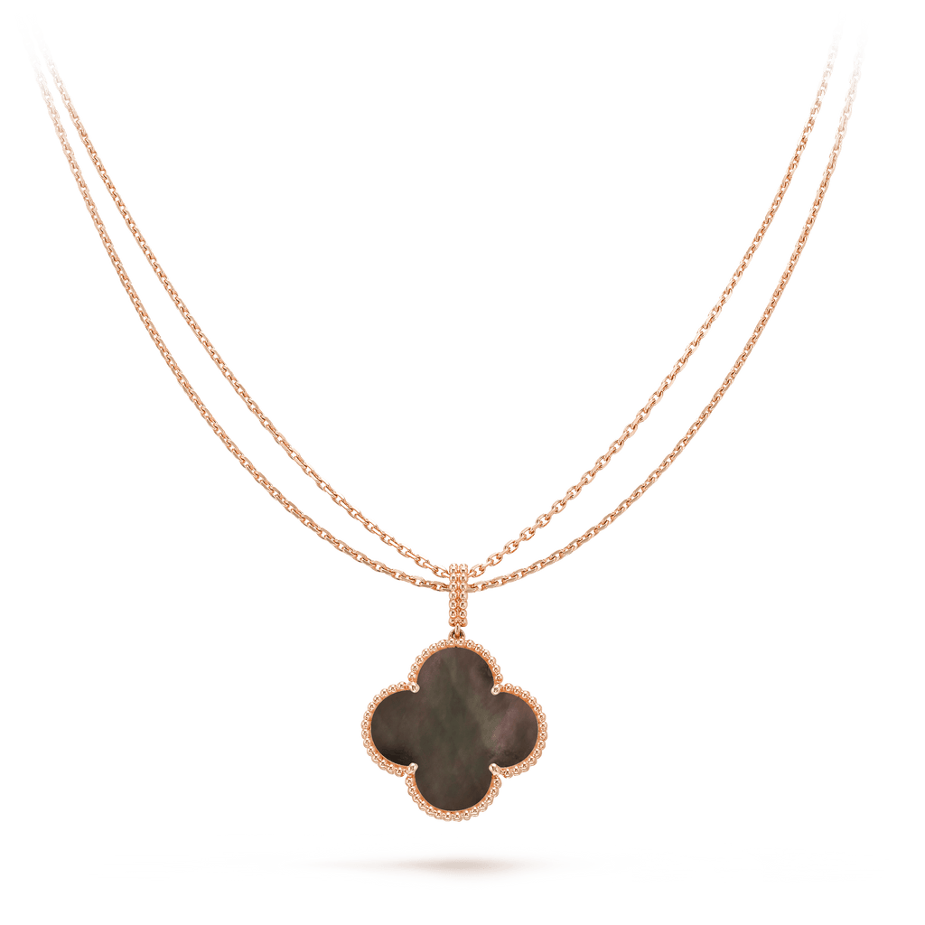 VCA CLOVER 25MM GOLD DARK MOP BIG CLOVER NECKLACE